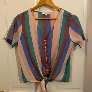 Madewell Striped Shirt with Tie Front